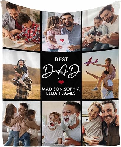 Miniatura 1 de Manta personalizada para el Día del Padre con fotos de regalo para hombres, aniversario de cumpleaños, manta de fotos personalizada con el mejor
