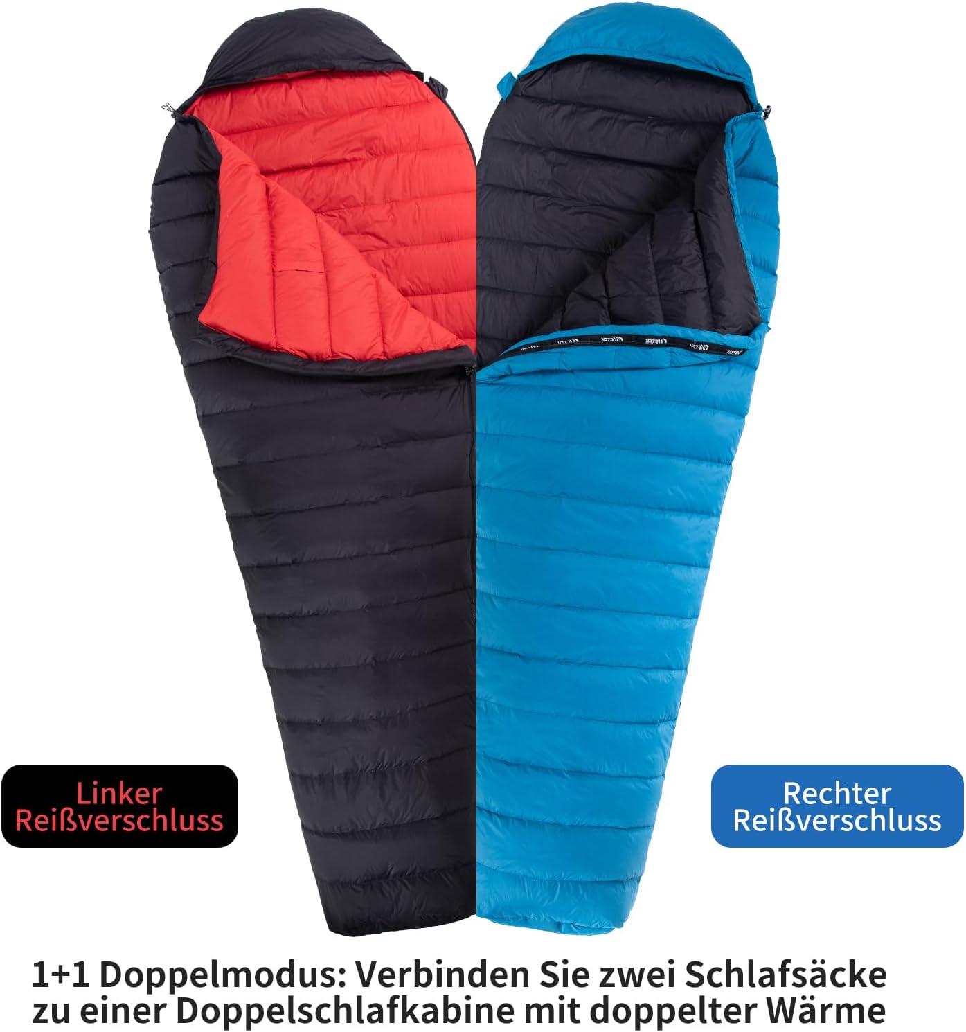 QEZER Daunenschlafsack cipzár részlet