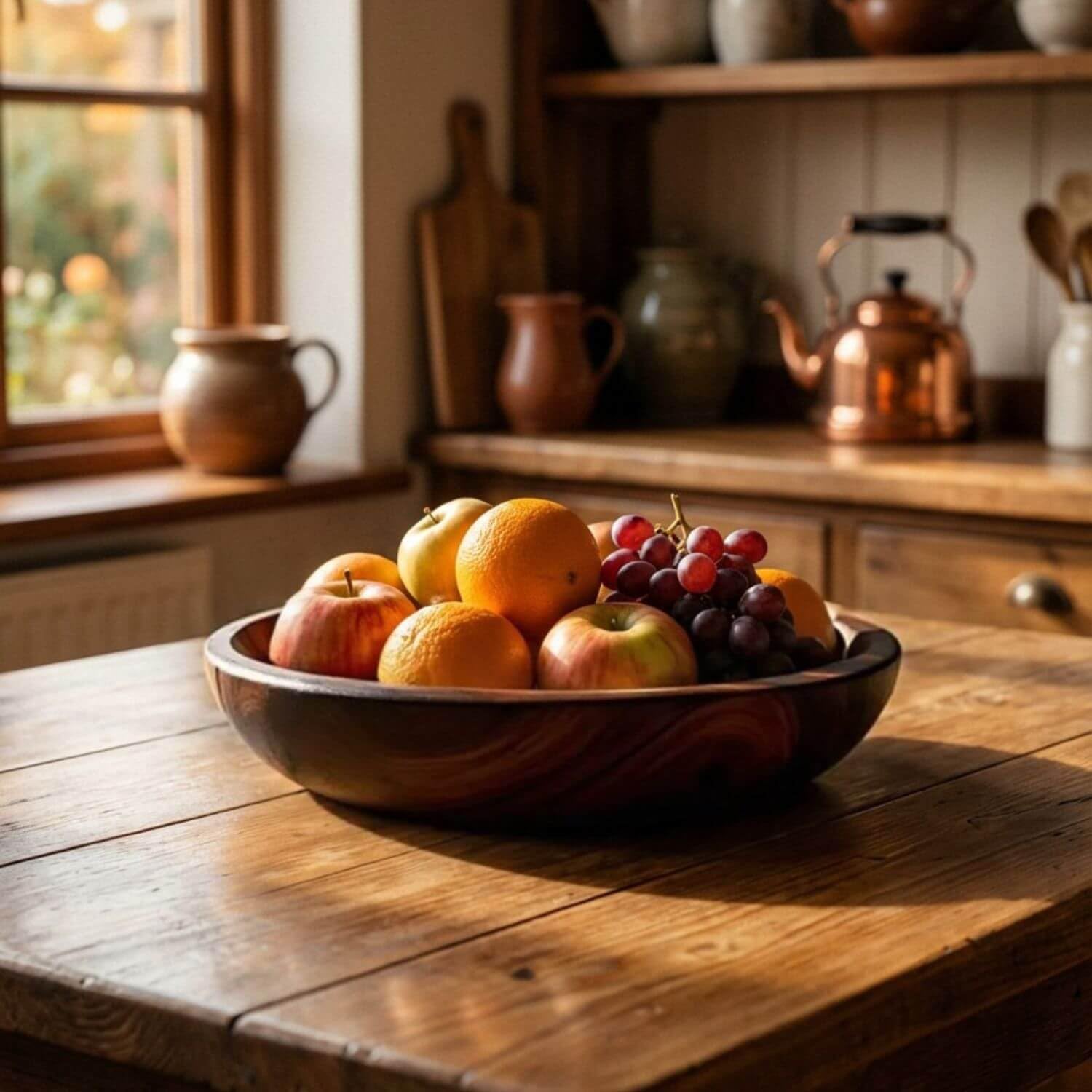 NATUREHOME Holzschale Nussbaum - Handgefertigte Servierschale aus Massivholz, 30 cm Durchmesser, als Obstschale oder Salatschale, Nachhaltig & Plastikfrei