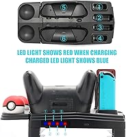 Vista 3 de Cargador de controlador para interruptor, base de carga para Switch 4 Joy-Cons, 4 controladores Pro y 2 controladores Poke Ball Plus, estante