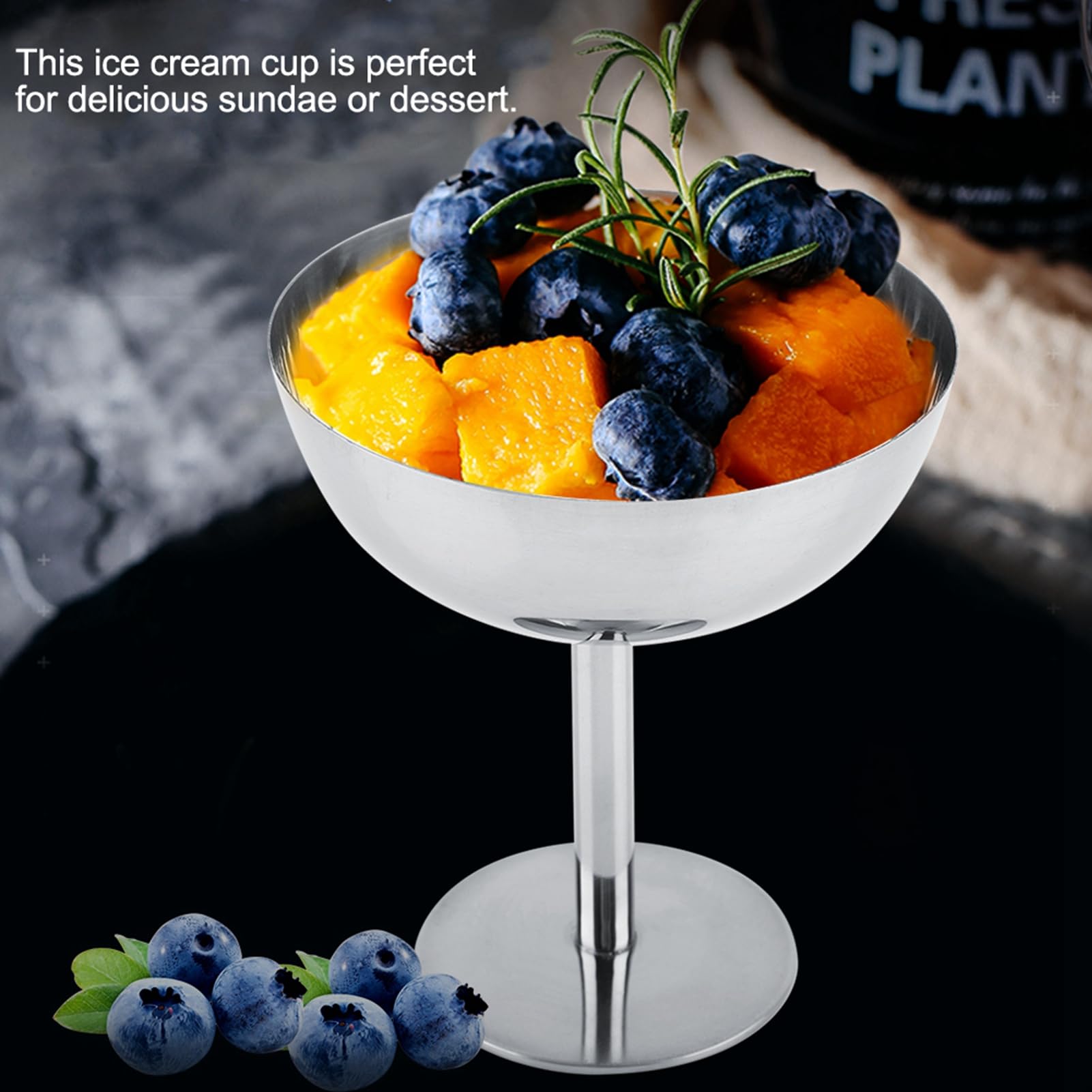 Eisbecher Edelstahl, 200 ml Ø 10cm Edelstahl Dessertbecher mit Fuß Ice Cream Sundae Dessertgläser Eisschalen für Obst Salat Joghurt Pudding Cocktail (6 Stück, Hoch)
