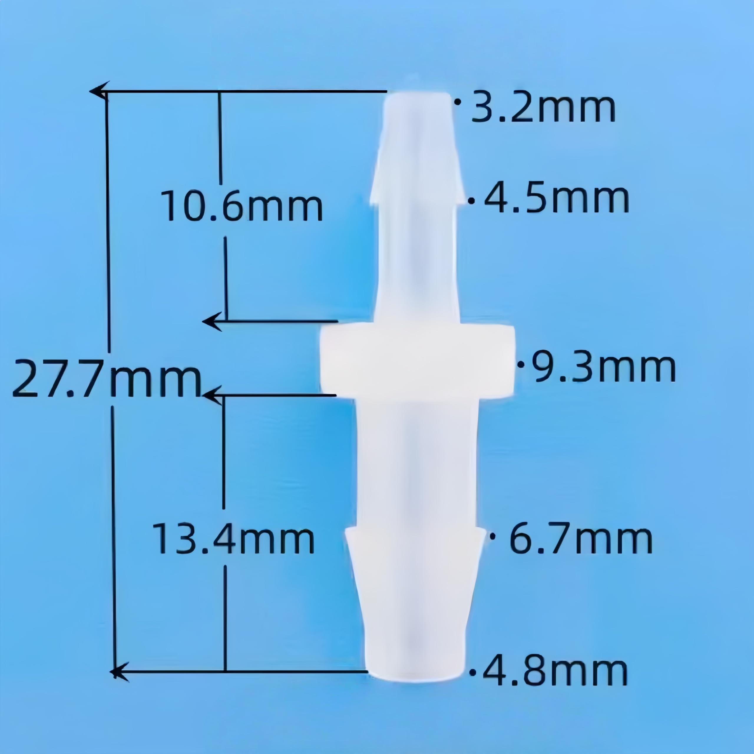 25 sztuk złączek redukcyjnych do węża, złącze proste PP 3/32" x 1/8" do laboratorium akwariowego(1/8inch-3/16inch)