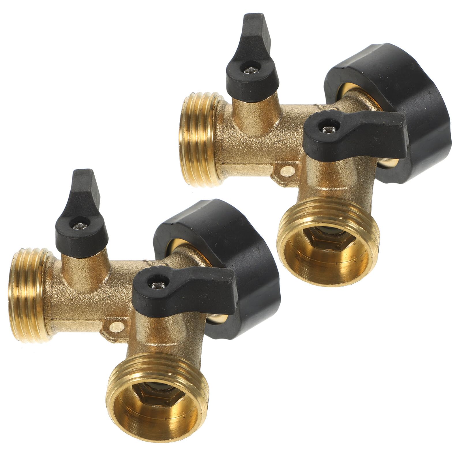 COLLBATH Y-förmiger Schlauchverteiler aus Messing, 2 Stück, Gold