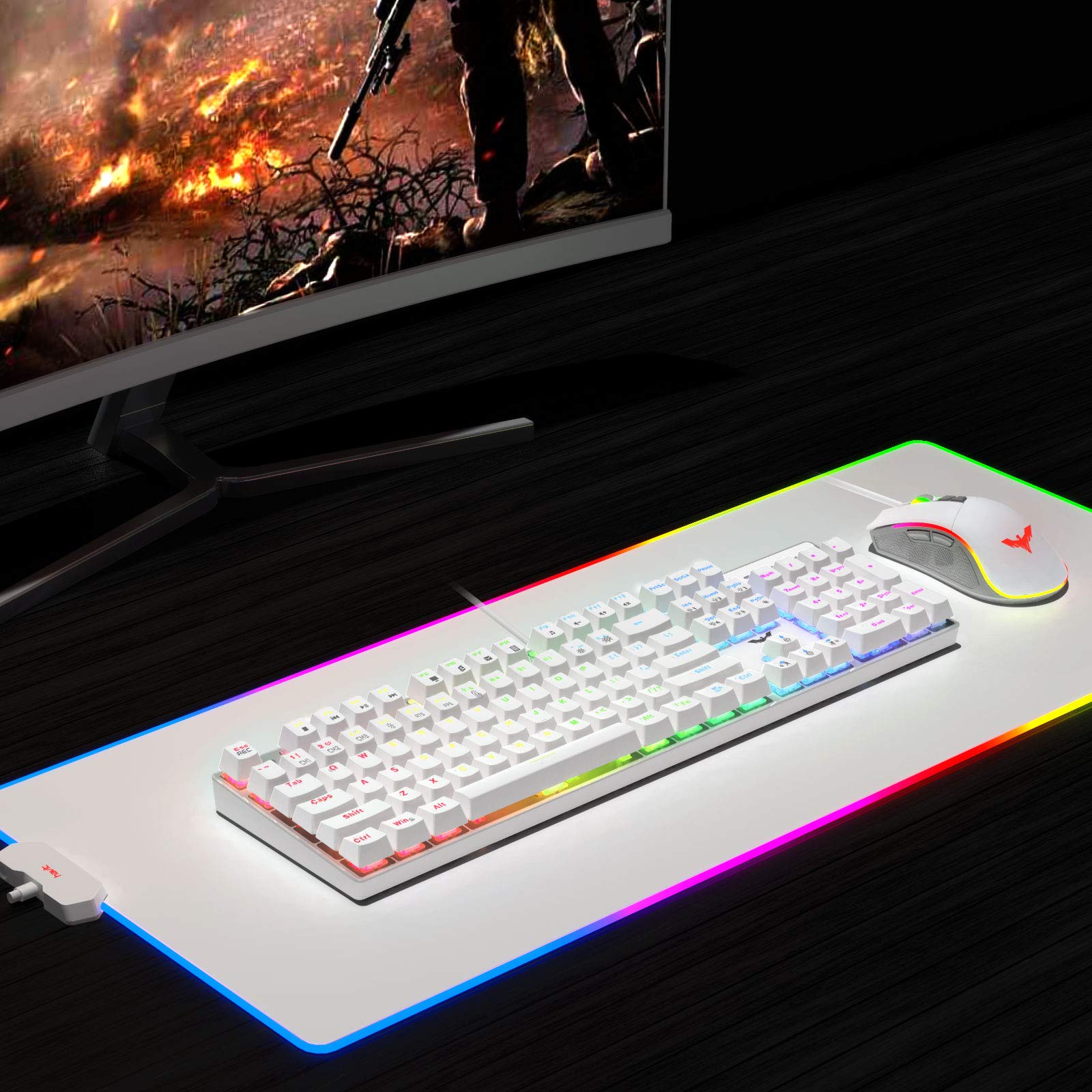 Mechanical Keyboard and Mouse, Havit Wired Gaming Keyboard Blue Switch