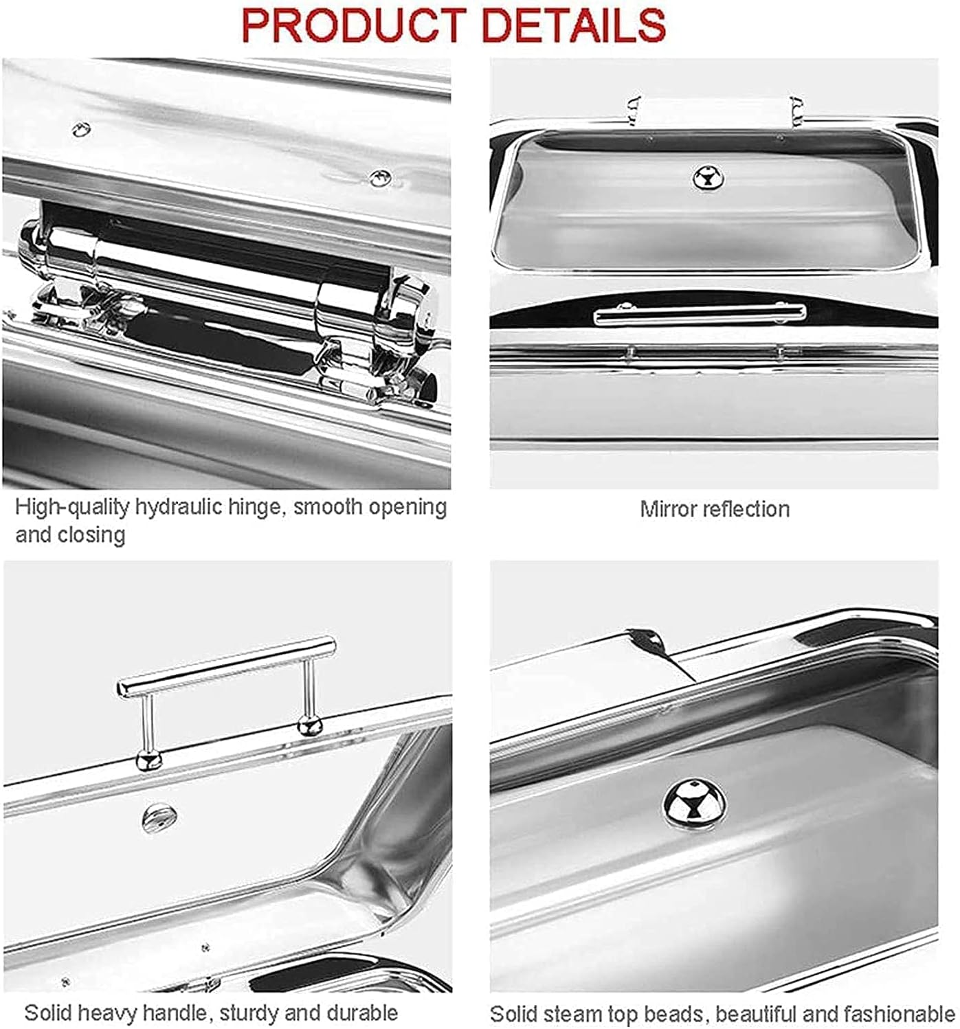 Chafing Dish Buffet Set, Buffet Food Warmer, Stainless Steel Square Catering Chafer Warmer for Keep Food Being Fresh and Delicious,6L,