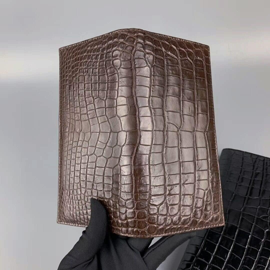 Cartera larga de piel de cocodrilo real para hombre, piel de cocodrilo de lujo, monederos de piel auténtica para hombre, Marrón, Moderno, lujoso