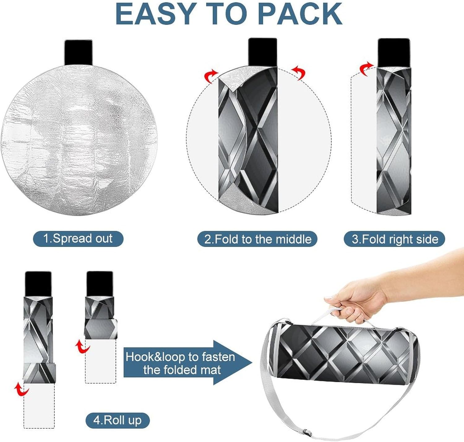 Silver Geometric Figure Picnic Mat Lightweight Waterproof Picnic Blankets Extra Large Picnic Outdoor Blankets Foldable Sandproof Beach Blanket for Park Beach Camping Courtyard 58.3''x58.3''