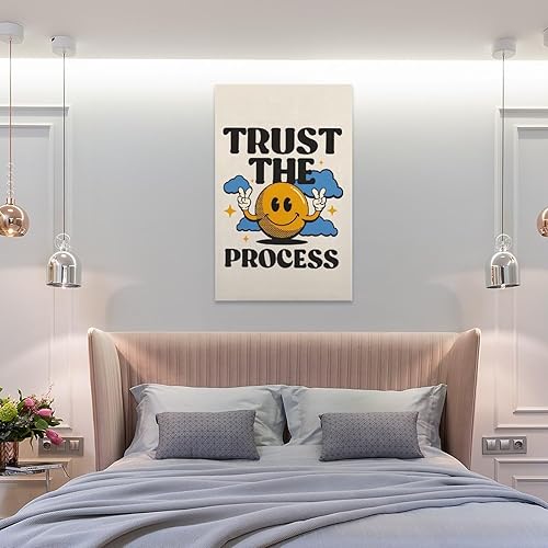 Miniatura 8 de Póster de Smiley Trust The Process, póster retro de salud mental, con cita motivacional, póster para decoración del hogar, escuela, oficina, 12 x 18
