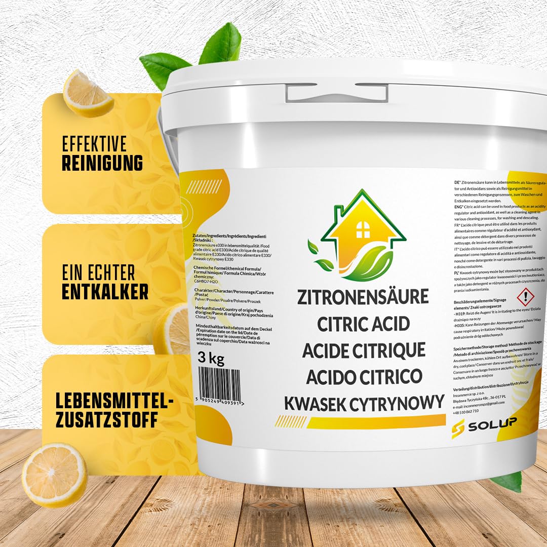 Acido citrico in polvere, 3 kg, qualità alimentare, anticalcare e