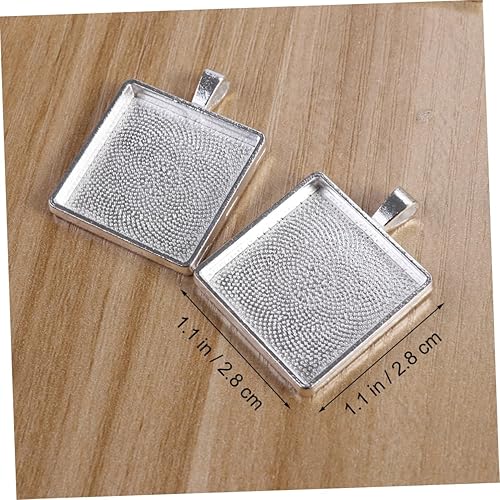 Miniatura 3 de EXCEART 60 juegos de bandejas colgantes colgantes de aleación colgantes colgantes artesanales bisel cuadrado Soporte inferior de vidrio, Cuero