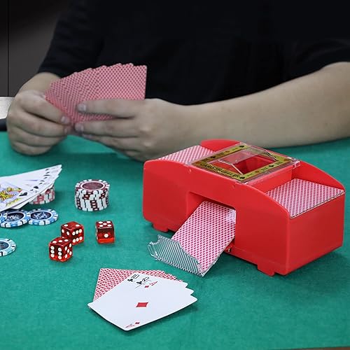 Miniatura 9 de WYZworks BlackRed Casino 2 Deck Automatic Playing Card Shuffler - Battery Operated Electric for Blackjack and Poker Playing Card Games (1-2 Deck,