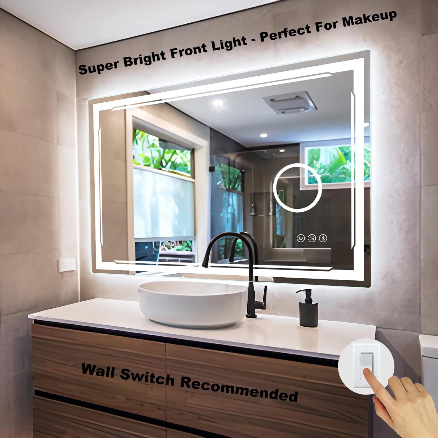 M LTMIRROR 48»x30» LED Bathroom Mirror with Builtin Bluetooth Speaker