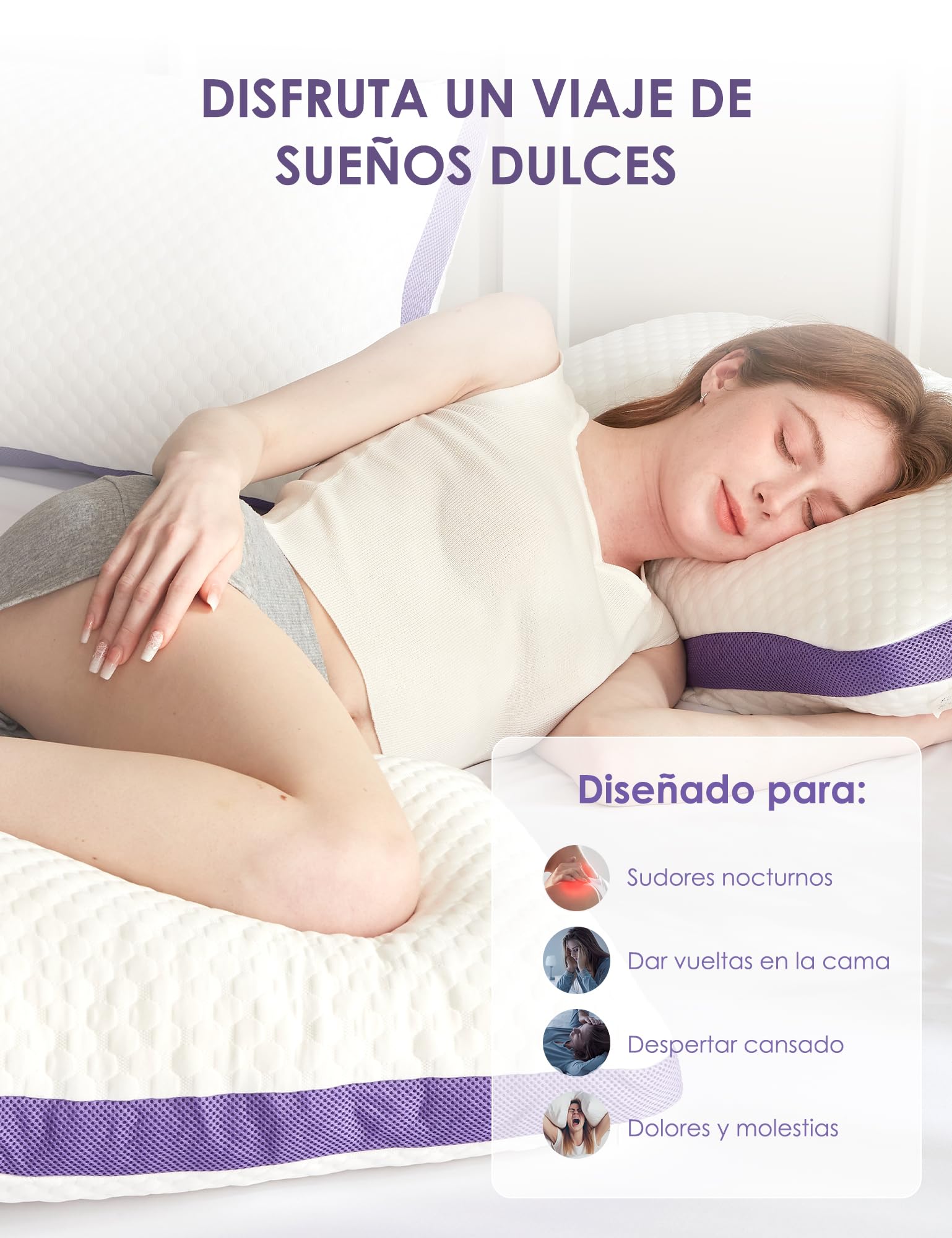 DWR Cuscino 50x75 cm (Set di 1), Riempimento in Memory Foam, Cuscino Regolabile in Altezza con Cerniera, Cuscino Ergonomico e Traspirante per Cervicale, Federa Rimovibile e Lavabile