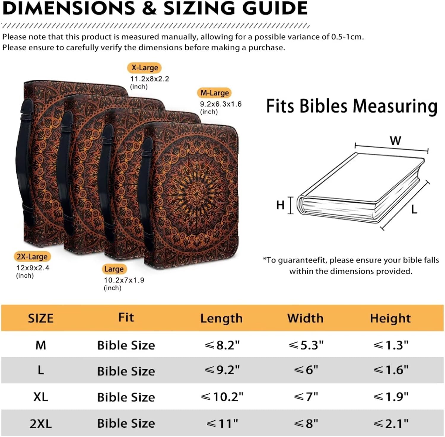 Leather Bible Case for Women Men Bible Cover with Handle Large Book Carryying Case Fashion Bibles Protector