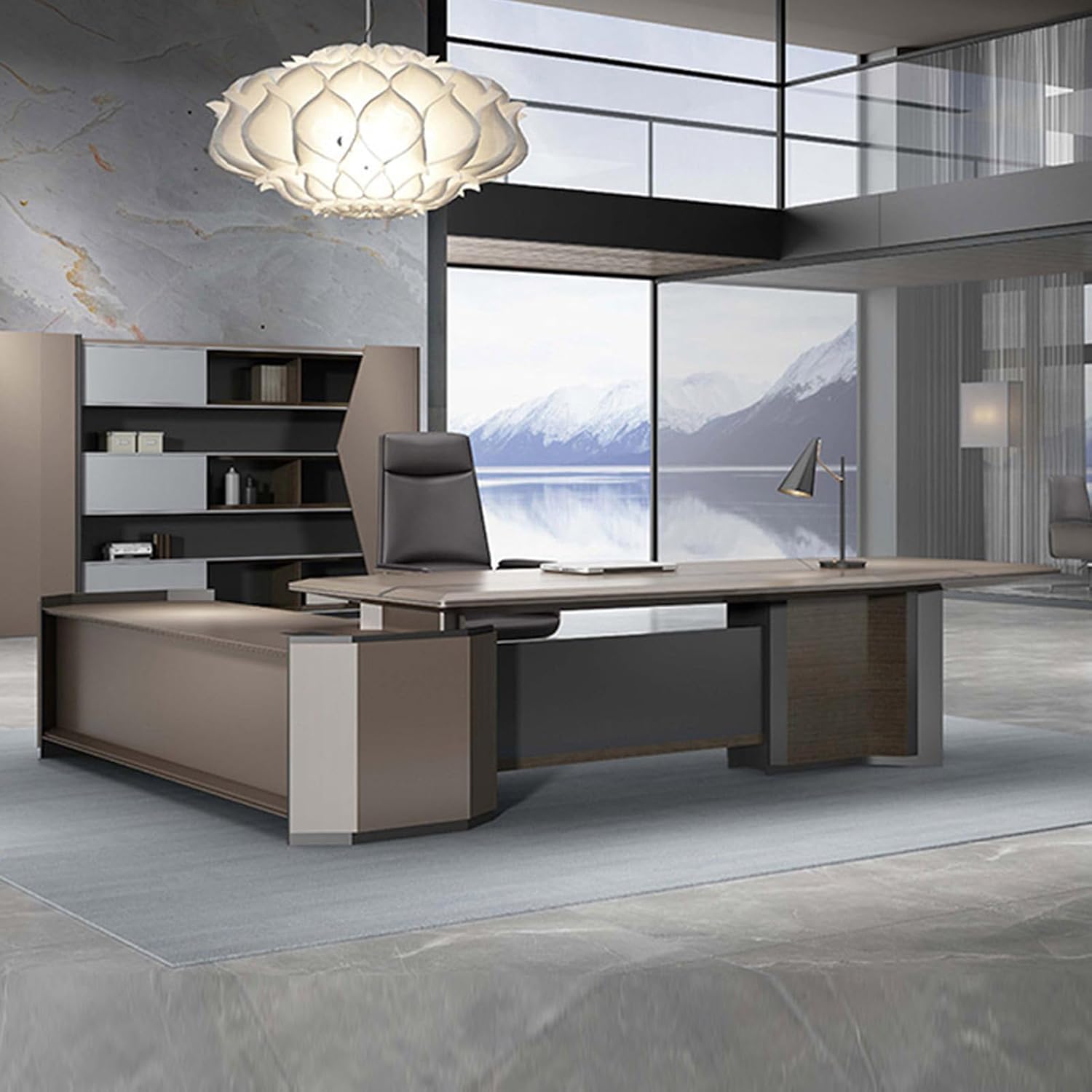 OUDINI Modern Light Luxury Office Desk Writing Study Desk Computer Desk Rectangular L Shaped Desk for Home Office