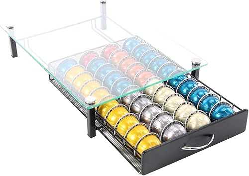 Miniatura 4 de FlagShip Vertuo Soporte de Cápsulas Cajón de Almacenamiento para Organizador de Cápsulas Nespresso Vertuo Bandeja con Estantes de Malla para Soporte