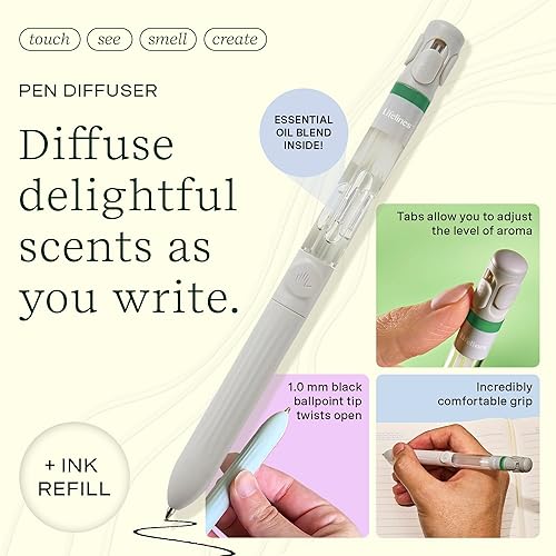 Miniatura 5 de Lifelines Rub & Sniff - Lápices de colores perfumados y difusor de bolígrafo, infundido con mezclas de aceites esenciales, juego de 10 lápices y 1