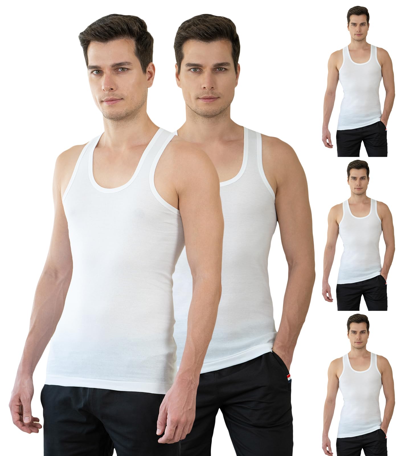 lux cozi Men's Pack of 5 White 100% Cotton Vest-picture-24