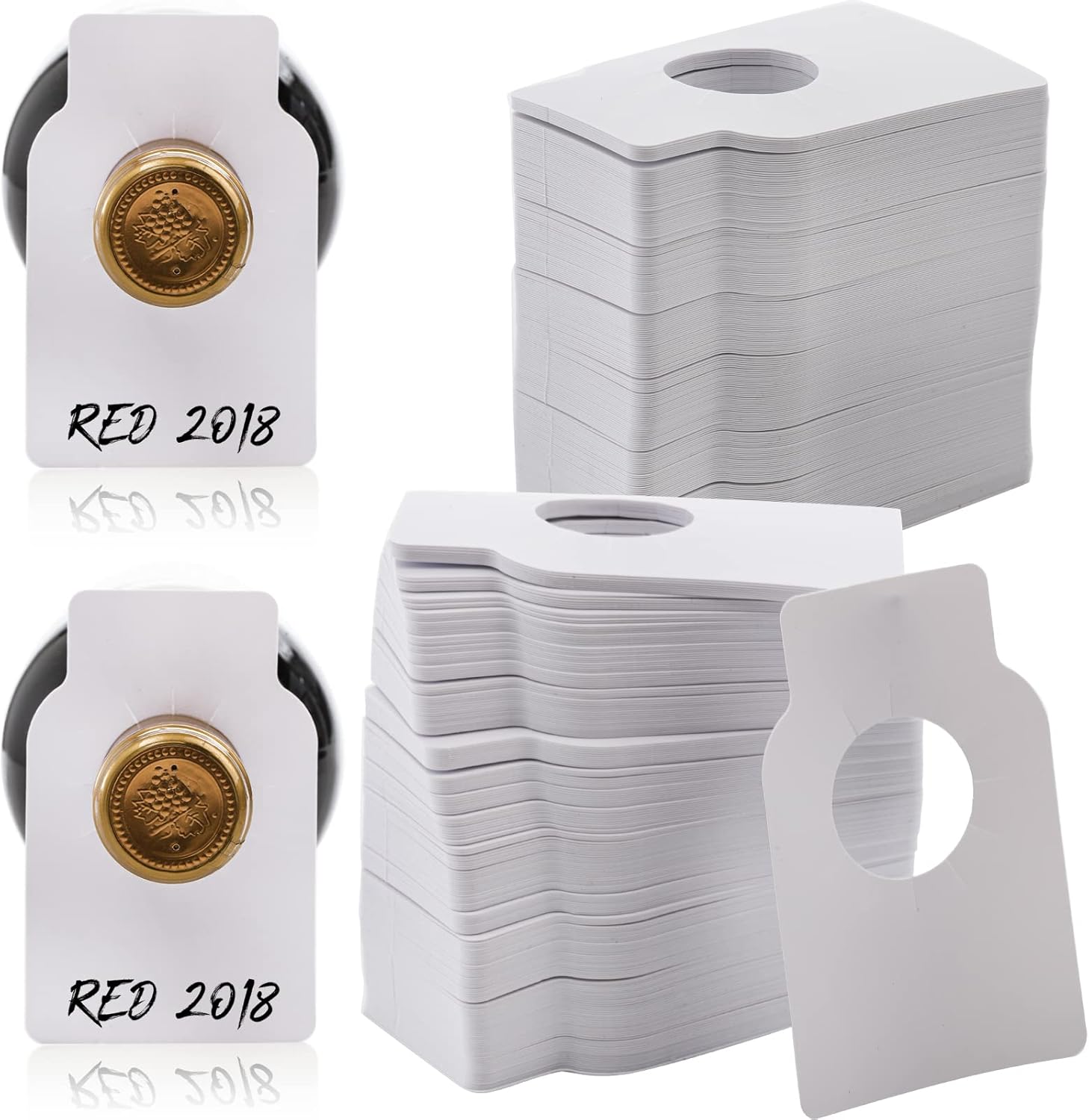 ZOOFOX 500 Pack Reusable Wine Bottle Tag, Plastic Wine