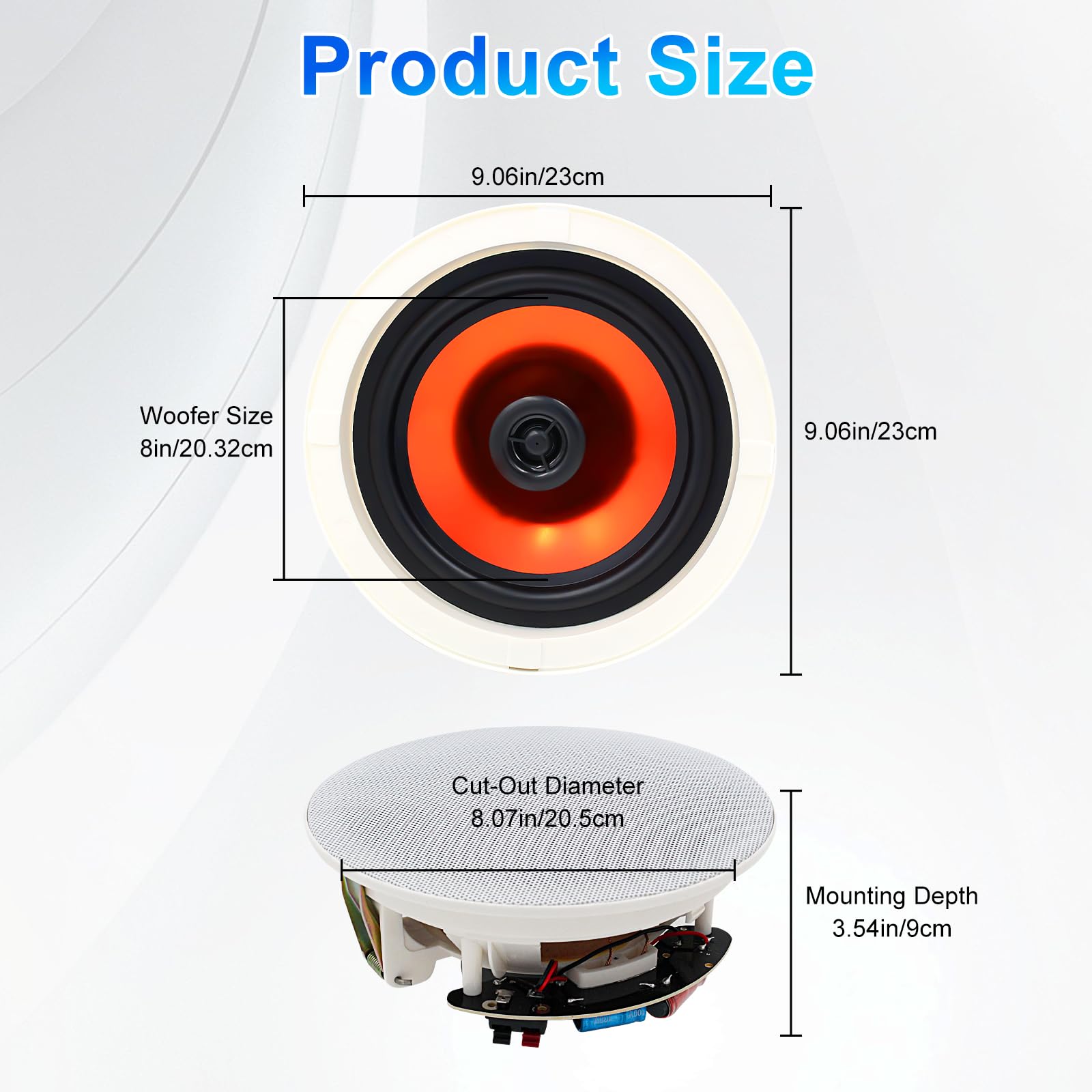 Herdio 6.5 Pouces 300Watts Enceinte encastrable Plafond, Encastré 2 Voies dans Le Plafond des Enceintes murales pour la Cuisine, Salle de séjour, Porche Couvert(300 Watts)