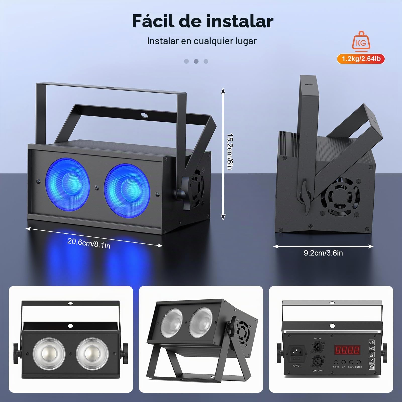 Par LED 150W COB Focos Luz Discoteca DMX 8CH Luz de Escenario Wash Par Luces para Boda Navidad Bar Iluminación