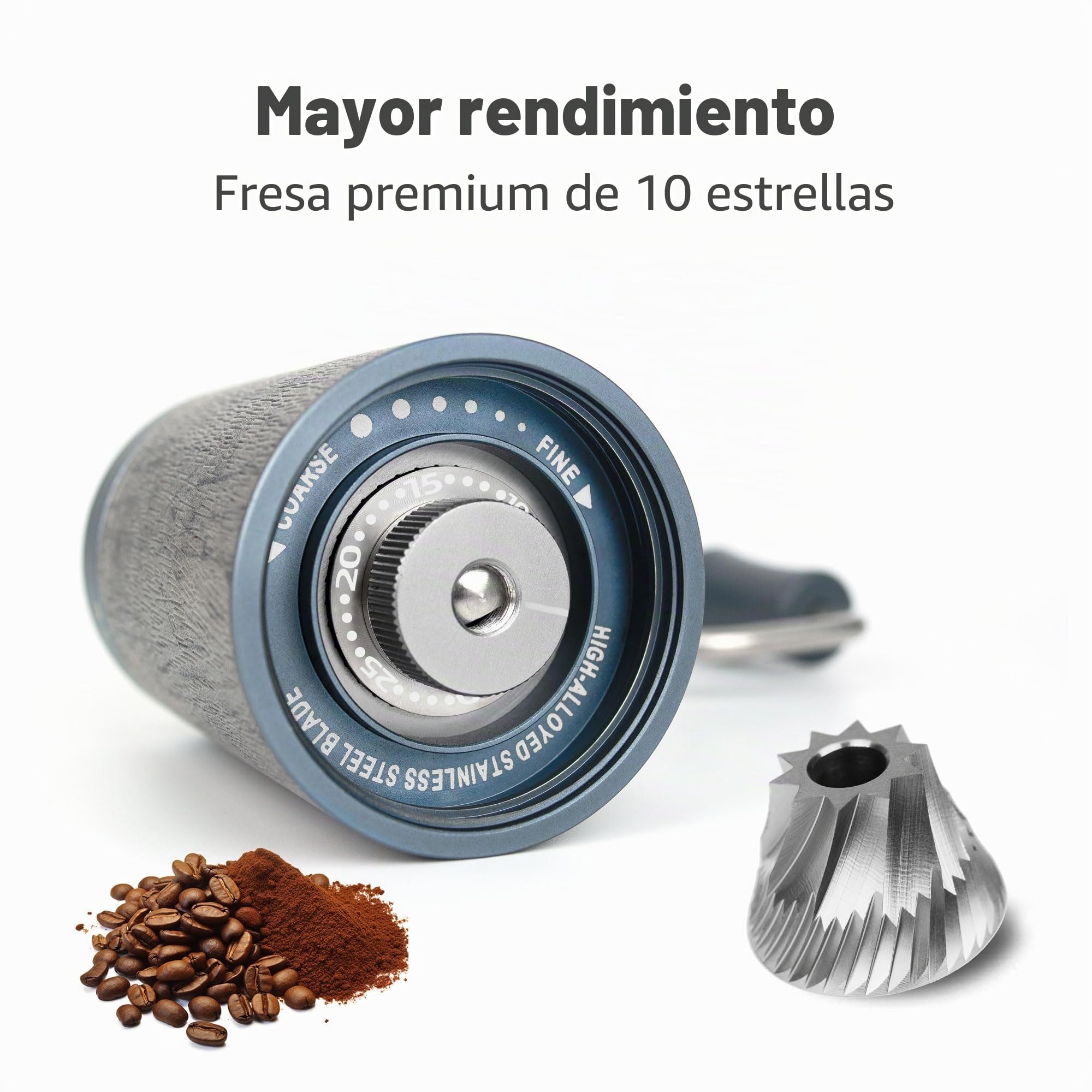 Molinillo manual de granos de café, pequeño molinillo de café profesional, Con 90 configuraciones ajustables, molinillo de 10 estrellas mejorado para prensa francesa, vertido