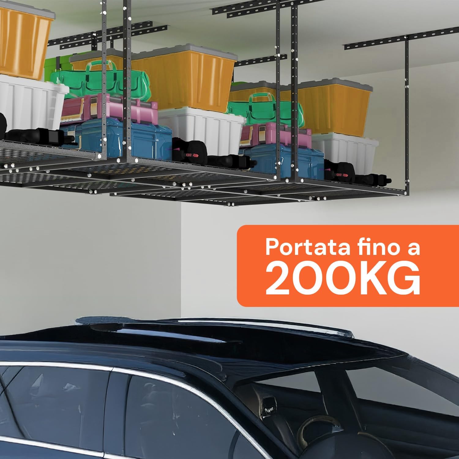 Wintem Estantería Flotante 183 x 91 cm Altura Ajustable 60-100 cm Metal para Garaje