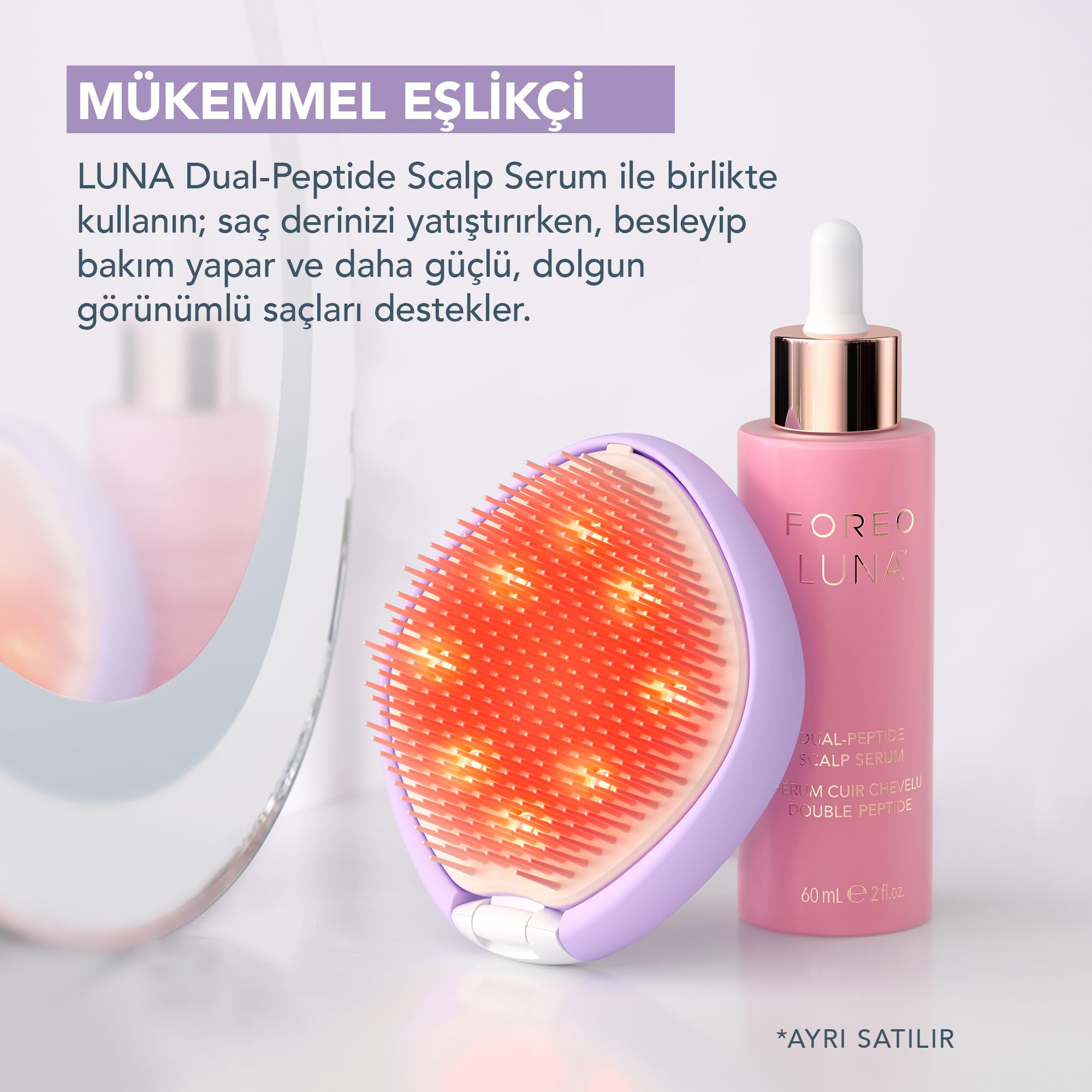 FOREO FLIP Play Advanced LED Light Hairbrush - Multi-Functional 3-in-1 Hair & Scalp Tool with Red, Blue & Green Light Modes – Designed to Support Scalp and Hair Appearance - I Lilac You!