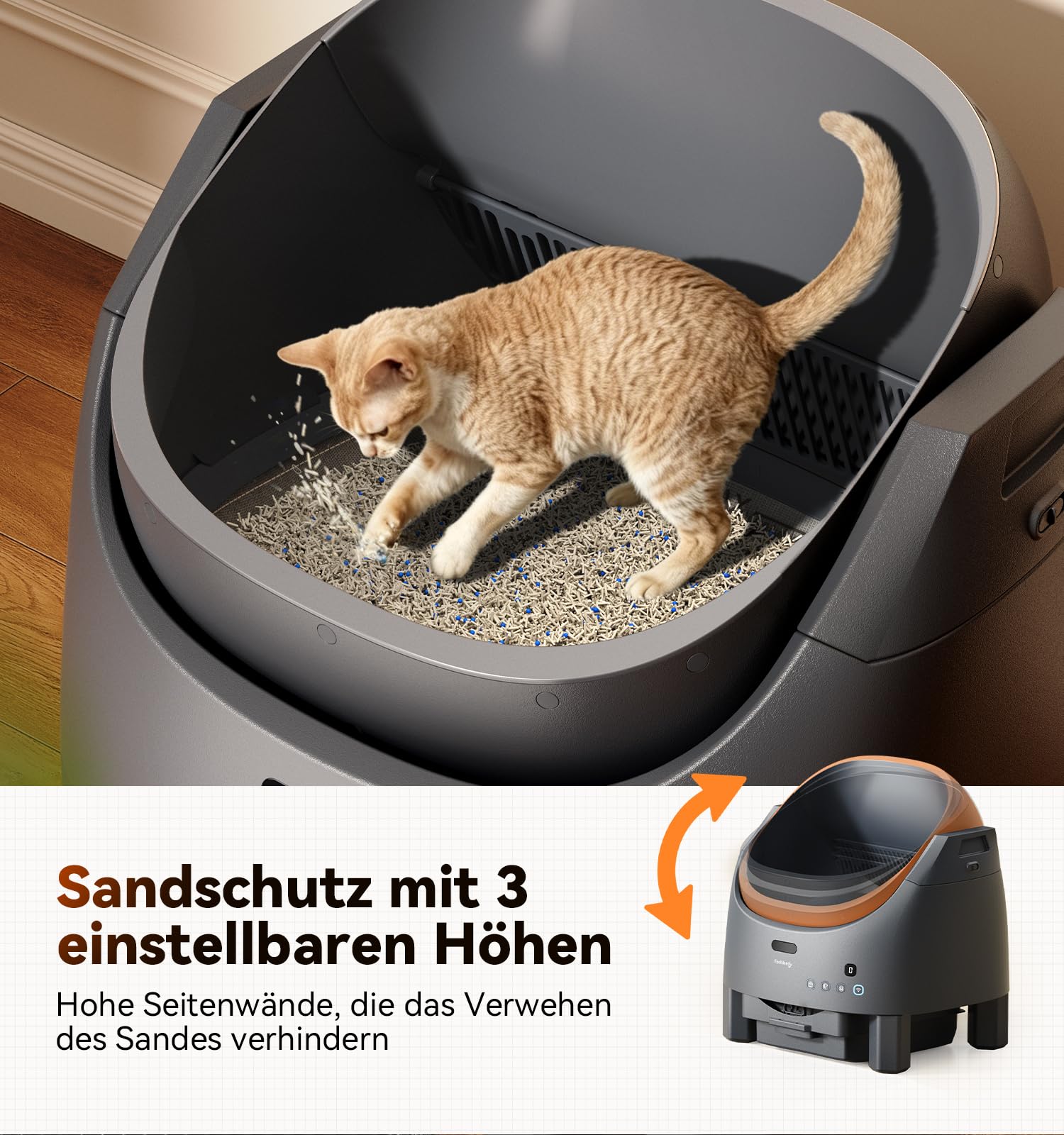 FEELNEEDY Katzenklo Selbstreinigend, Elektrisches Katzenklo mit Geruchsneutralisierungssystem für Katzen 1-15kg, APP-Steuerung & Mehrfache Sensor-Sicherheit, Verstellbare Eintrittshöhe