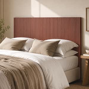 Walnut Queen Size Fluted Headboard - Boho Arched Corrugated Wood Headboard for Full/Queen Beds
