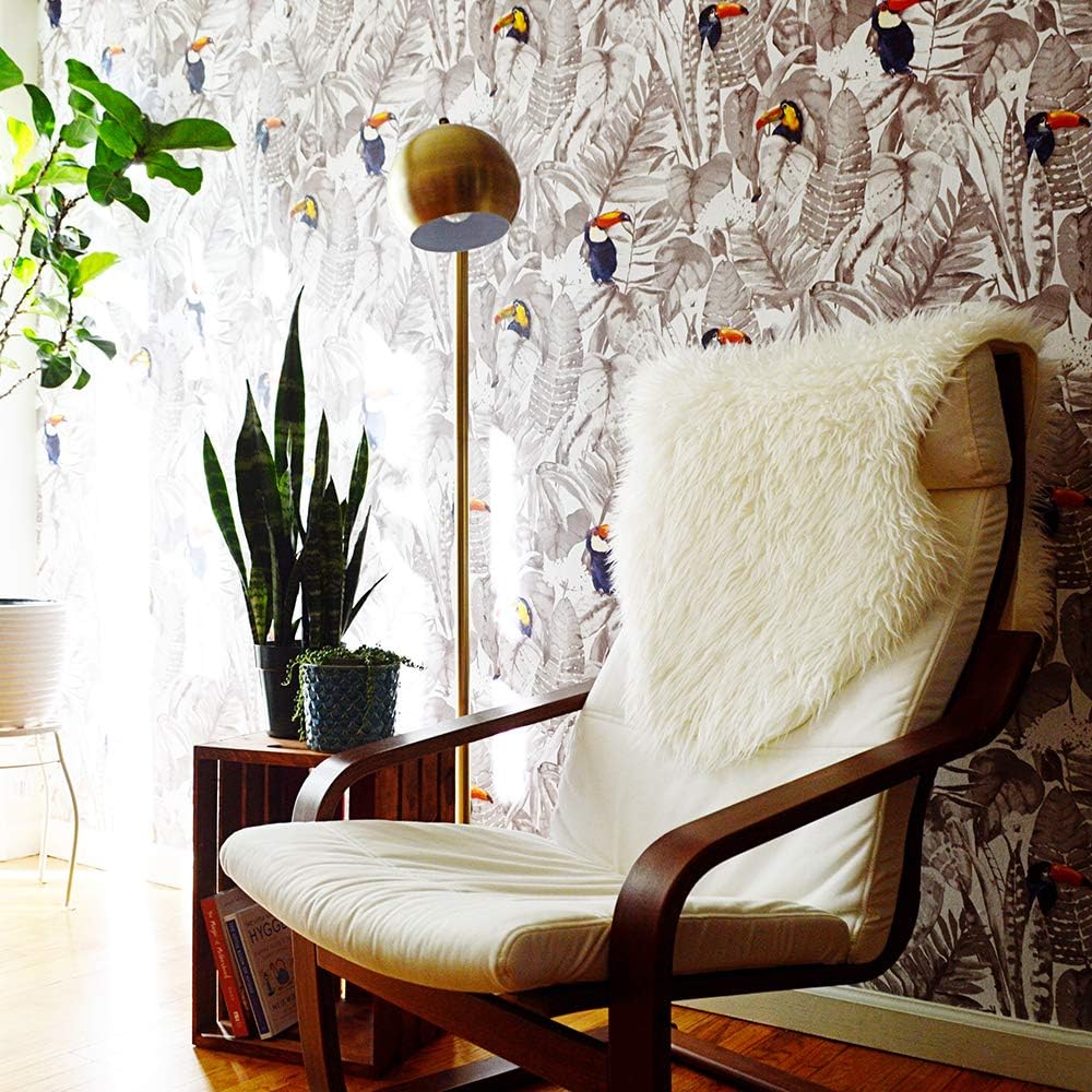 Tempaper Newspaper Toucan Removable Peel and Stick Wallpaper, 20.5 in X 16.5 ft, Made in the USA