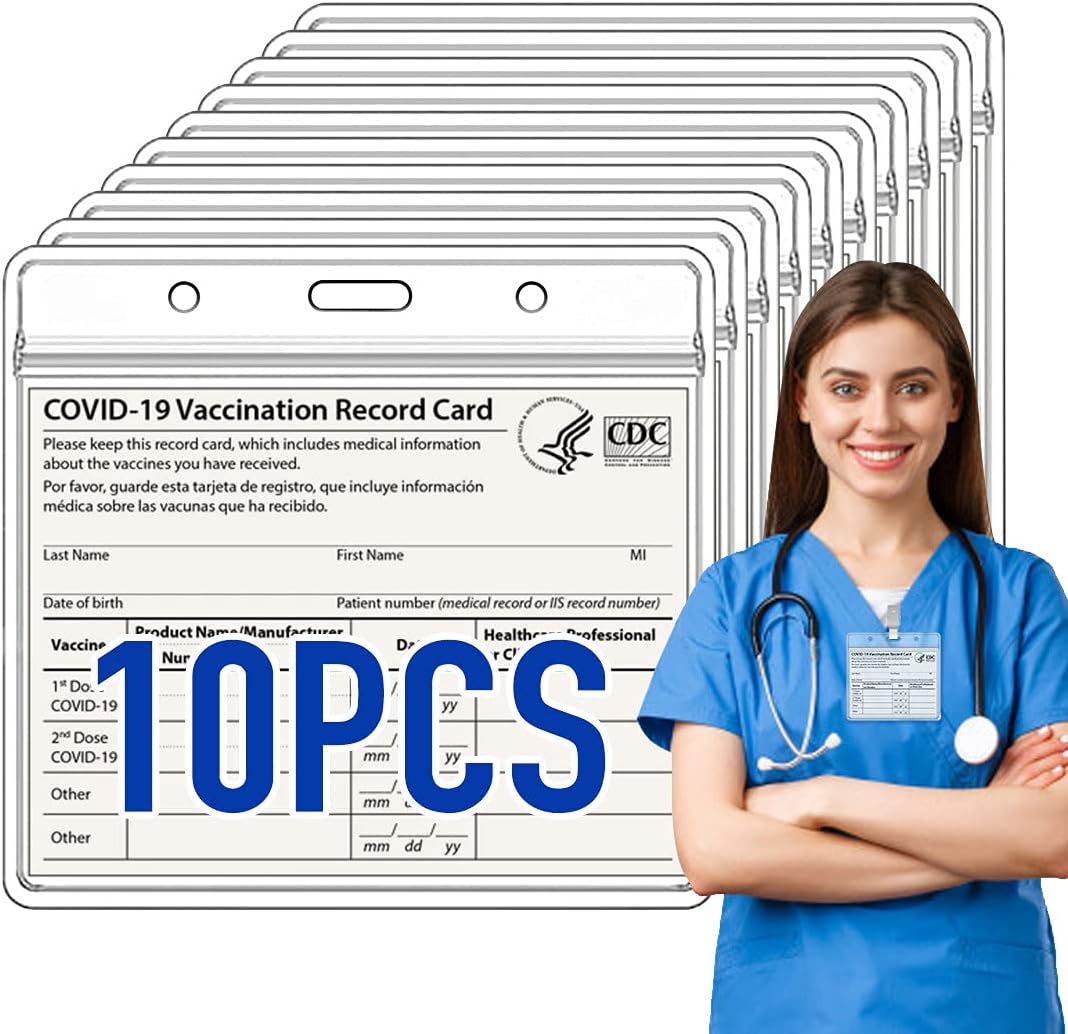 10 Pack Vaccination Card Protector 4 X 3(4.25 X 3.5) Inches, Transparent CDC Vaccine Card Protector Waterproof Resealable Zip(Covid Vaccination Card Holder), Immunization Record Vaccine Card Holder