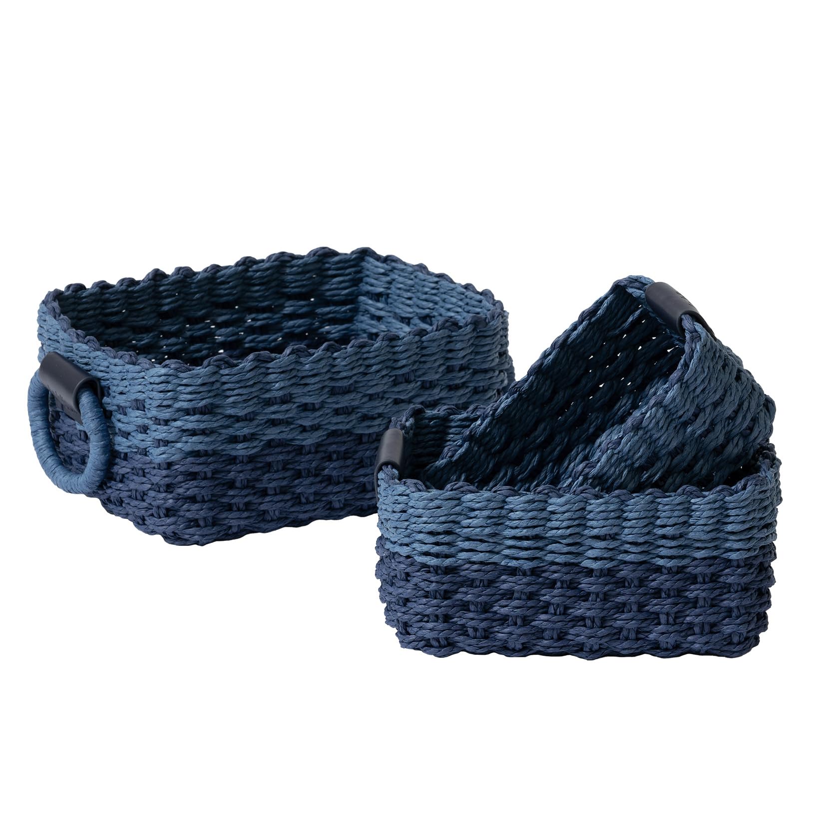 Amazon.com: La Jolie Maison Small Denim and Navy Blue Wicker Baskets ...