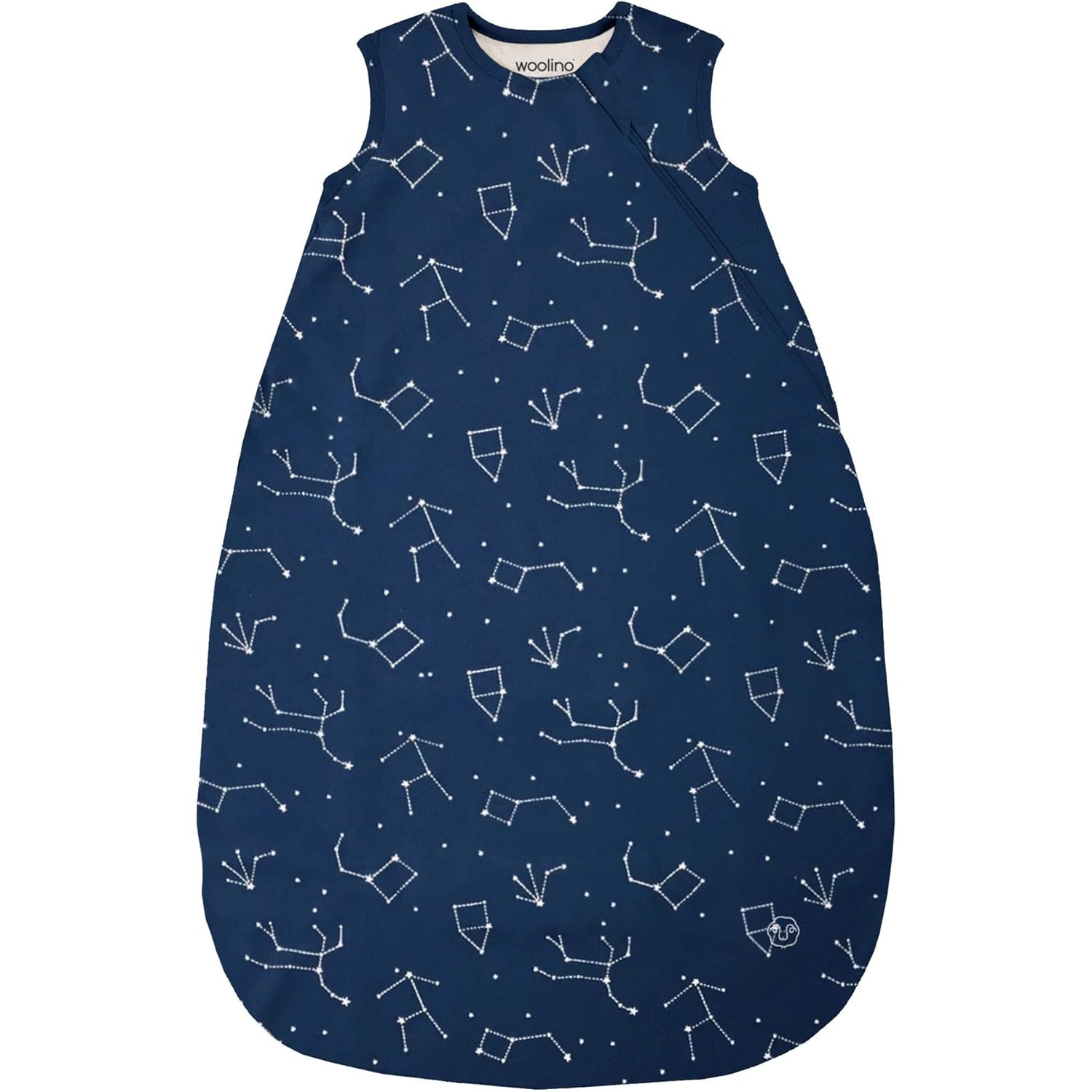 Woolino Merino Wool and Organic Cotton Baby Sleep Bag - 4 Season Classic Sleep Sack - Two-Way Zipper Sleeping Bag for Baby and Toddler - 6-18 Months - Night Sky