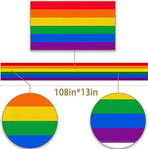 Miniatura 3 de Camino de mesa arcoíris Día del orgullo LGBT Gay Pride Lesbianas Transgénero Bisexual, fiesta, cocina, comedor, decoración del hogar (13 x 108