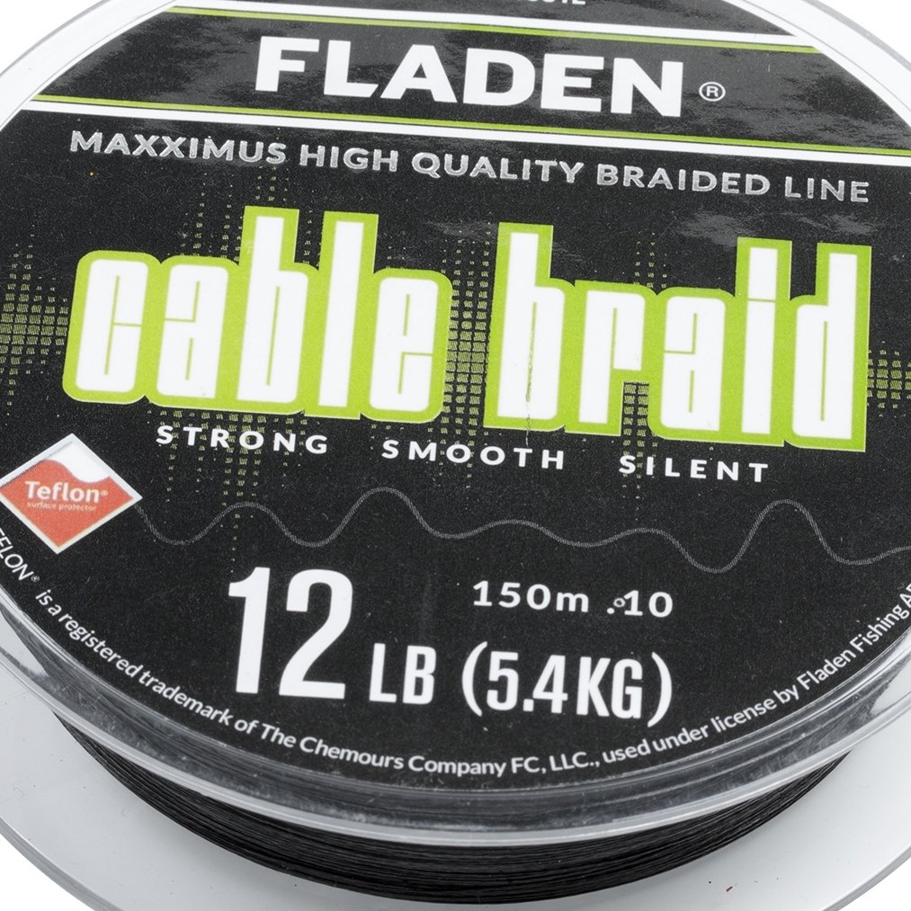 FLADEN Fishing 150m Spools of Quality CABLE BRAID - Teflon Coated Braided Line - Ideal for Spinning (Black, 150m - 18lb to 0.13mm) [13-1115018] — image 1