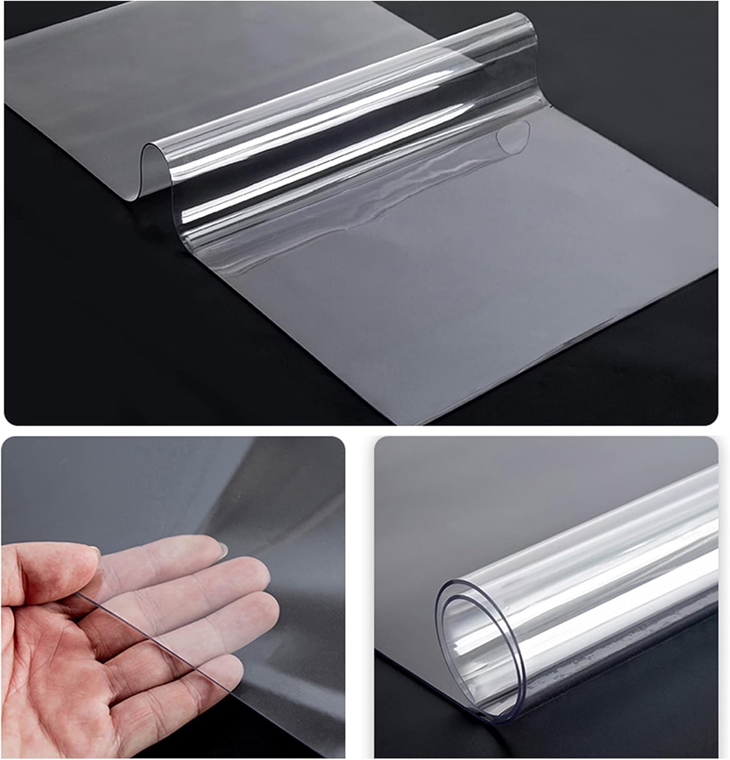 Transparent Tablecloth,PVC Table Cover Protector Desk Pad,Clear Tables Cloth Protective,for Kitchen Dining Room Party Home Tabletop Carpet Floor mat,Easy to Clean