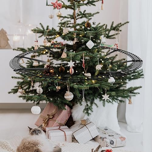 Miniatura 6 de 1 juego de tren de árbol de Navidad con luz y sonido, tren colgante con locomotora de carbón, trineo y pistas realistas