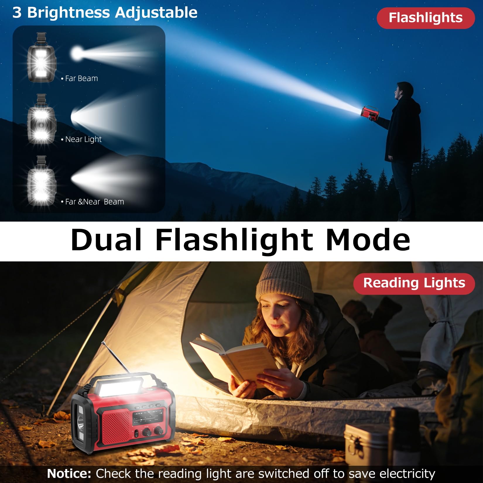Kurbelradio 27000mAh, Notfallradio Solar Kurbel FM/AM Mit Bluetooth, SOS Alarm Emergency Radio, Kurbel Radio Mit Drahtlosen Lautsprechern und Kopfhöreranschluss (Armeegrün)