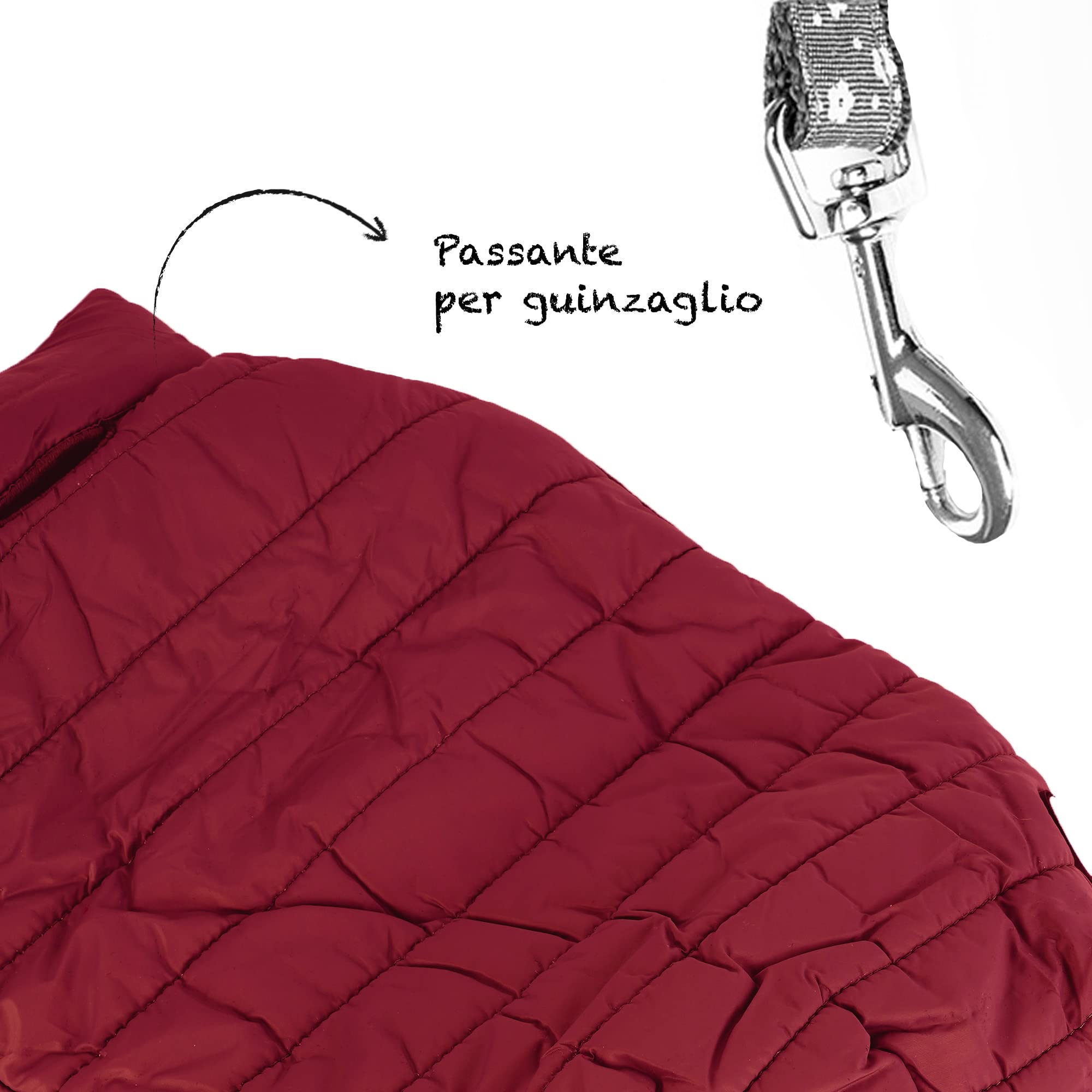 Ligo - Cappottino per Cane, impermeabile per cani, Vestiti per Cani Giacca Impermeabile Invernale per Cani Antivento Gilet Cappotto Cane protezione dal freddo, pioggia neve. ARDENT BORDEAUX (47 cm)