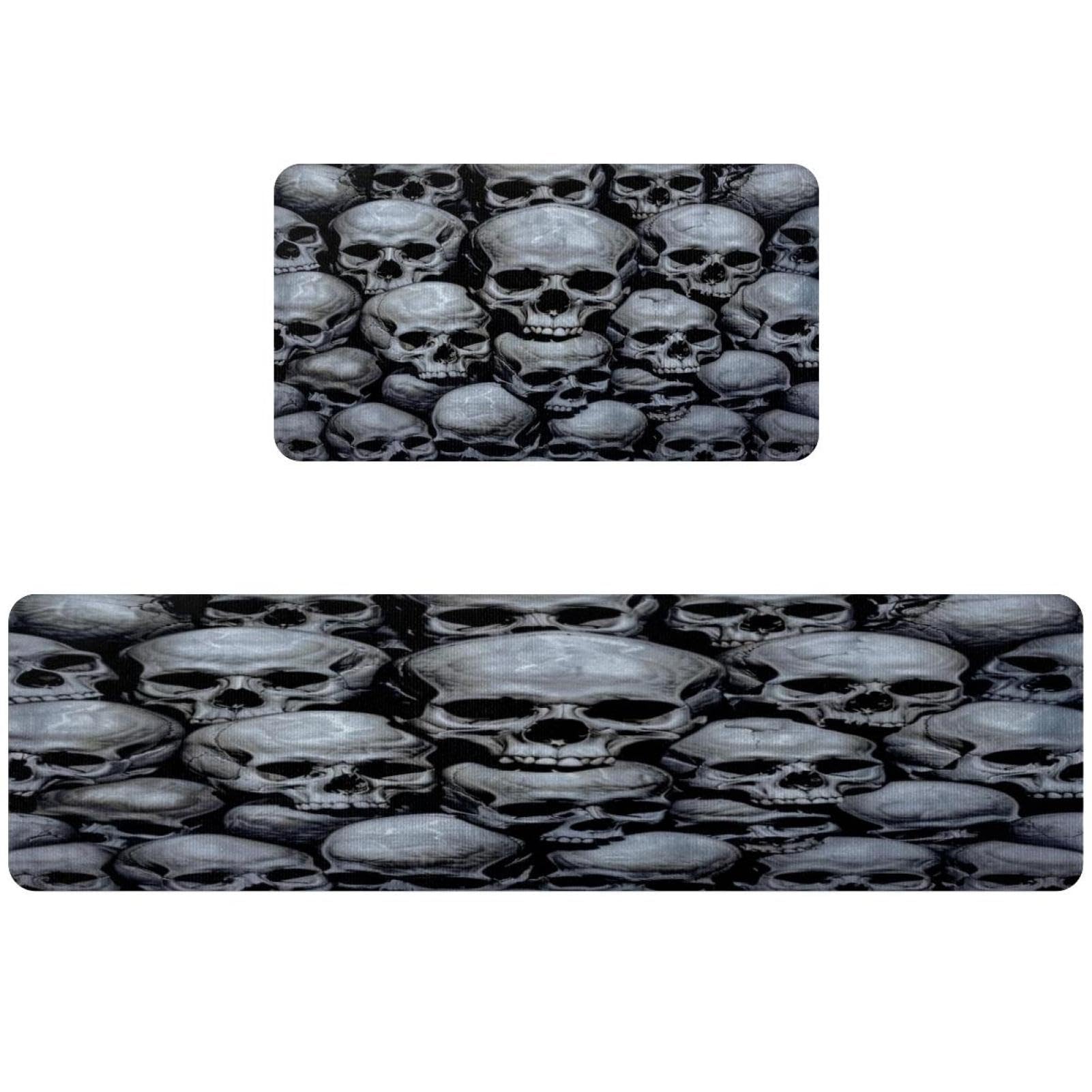 Alfombrillas de cocina calavera VAPOKF pack de 2 alfombras antideslizantes