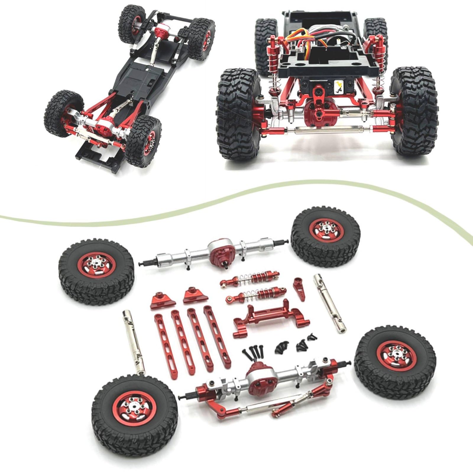 Gralara Auto Elettrica Componenti RC Metallo Completi Alberi Trasmissione Ammortizzatori Regolabili Tiranti con Braccio 25T per 1/12 Adatta a Modellismo Fuoristrada Gara Tempo Libero, Argento