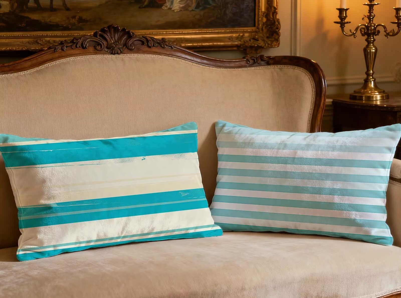 Coussin bleu en velours 80x100cm pour sublimer la décoration de votre canapé