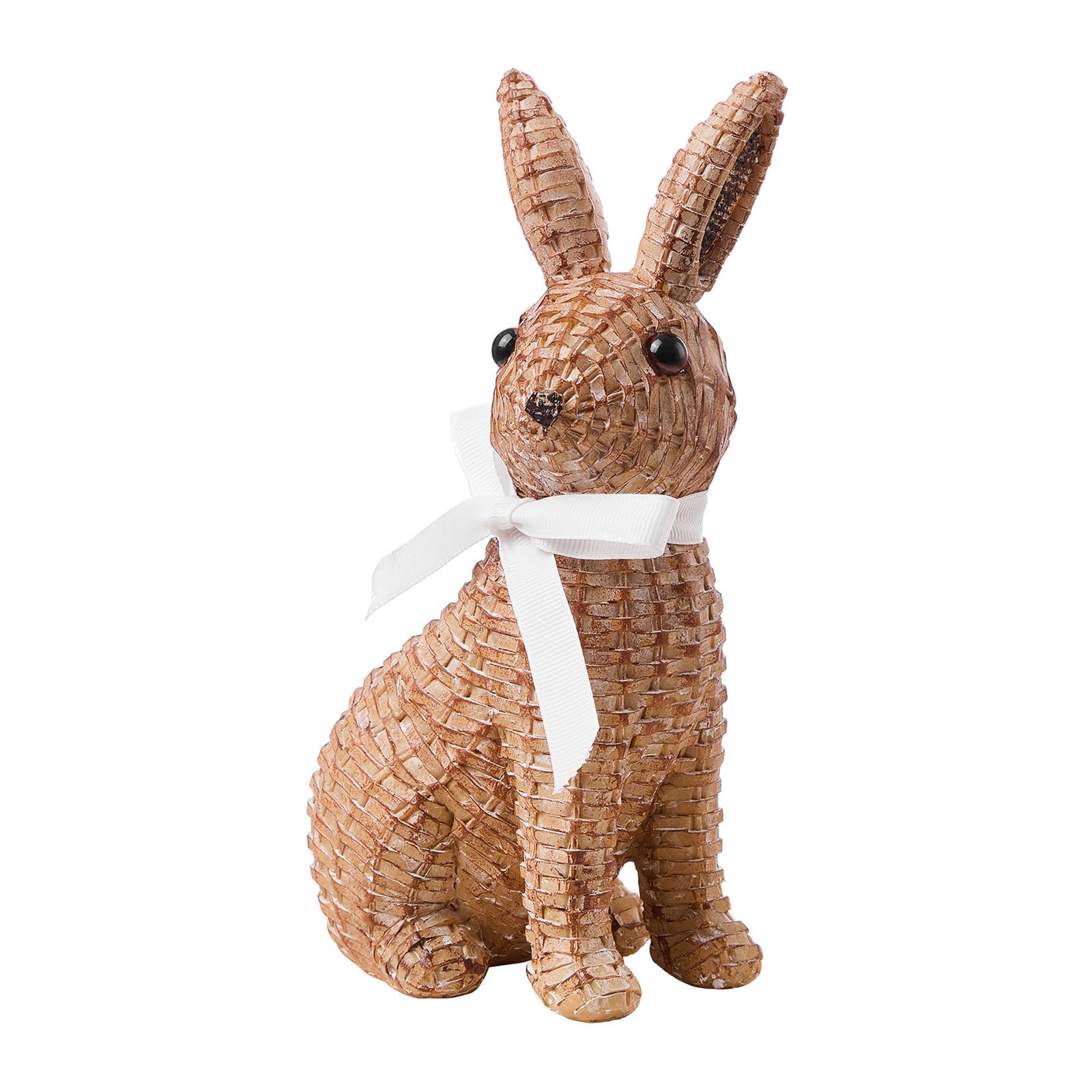 Zensounding Easter Rabbit Decorative Ornament Resin Vine Weaving Effect Rabbit Sculpture Easter Party Decoration Easter Gift (8.1in Brown Seat)