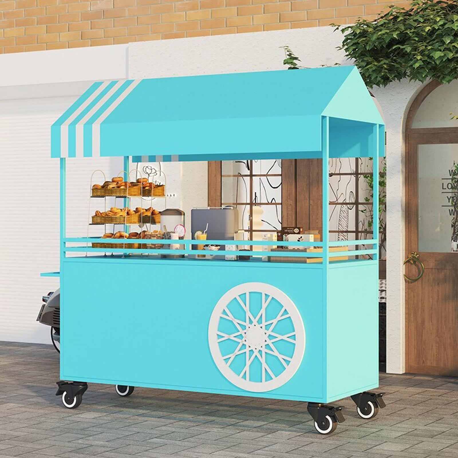 Portab - Carrello alimentare per mercatini notturni, centri commerciali e mercati, ideale per promozioni e promozioni (blu)