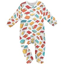 Plaaee Unisex-baby One-piece Footie,Books in A Cartoon Style Zip Up Jumpsuit Footed Sleep and Play 3-24M