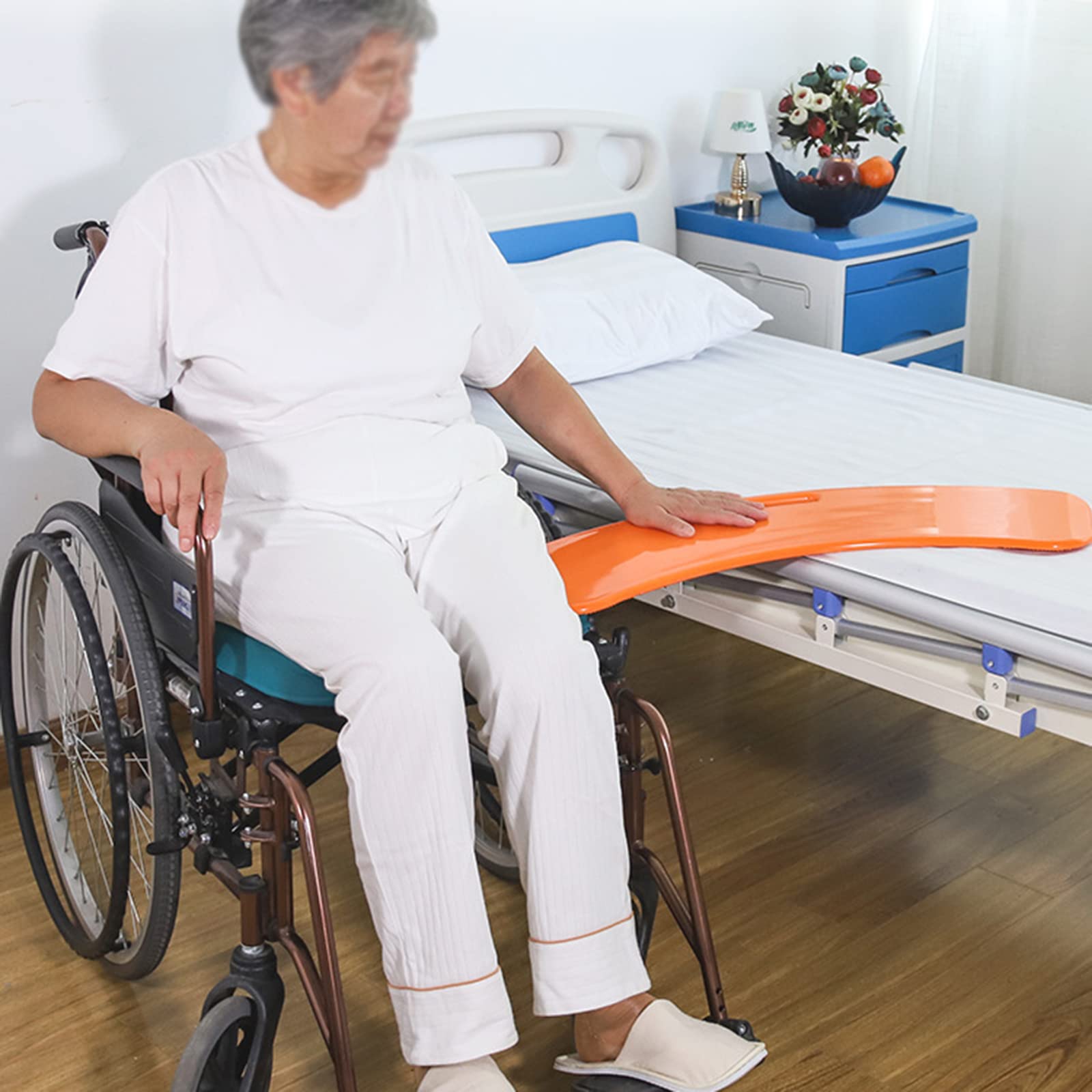 Tavola di trasferimento per vetrini, tavola di trasferimento Curva con Maniglie Dispositivo di Assistenza allo Scorrimento del paziente, per utenti Anziani su Sedia a rotelle per Auto da Letto