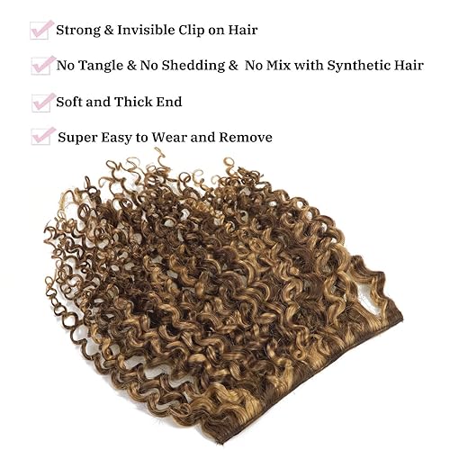 Miniatura 5 de Loxxy Extensiones de cabello humano real con clip, rizo 3B y 3C, 18 pulgadas, color natural, rizado Jerry, grado 8A, #P427, extensiones de cabello