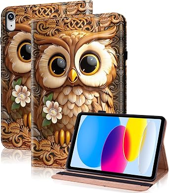 Case for iPad 10.2 & 10.5, iPad 9th /8th/7th Generation 10.2 inch 2021/2020/2019 Case,PU Leather Flip Stand Card Slots - Brown Owl