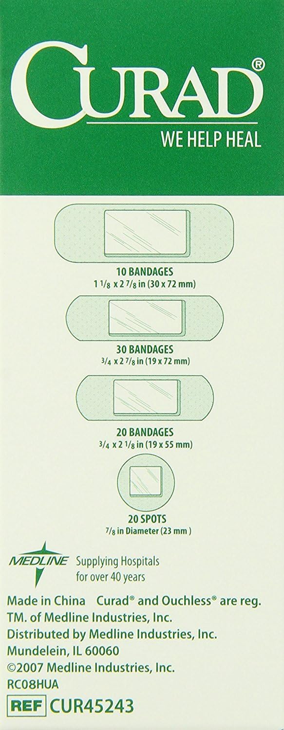 CURAD Sheer Adhesive Bandages, 4-Sided Seal, Assorted Sizes, Advanced Wound Care, 80 Count, Pack of 4